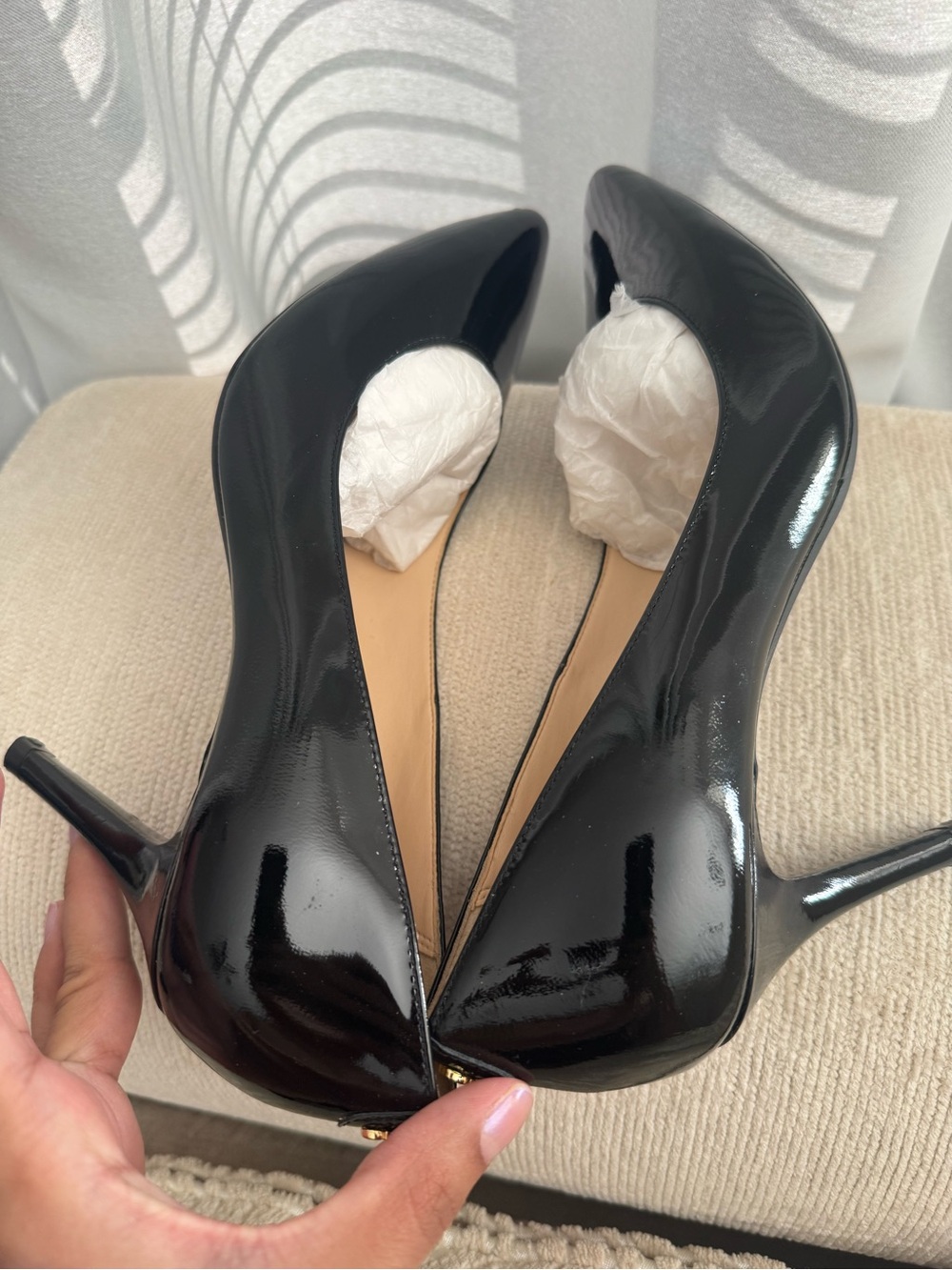 Cole Haan Grand OS Womens 8 Black Patent Pointed Toe Stiletto Pumps Heels - Picture 7 of 9